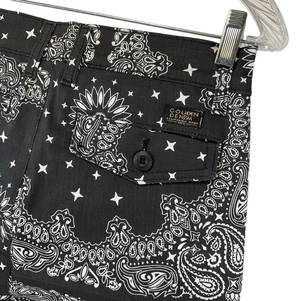 Golden Denim Jogger Pants Mens Sz 30 Black White Paisley Print Stretch $110 Nwt - Picture 5 of 12